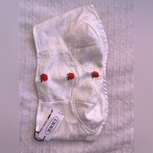 White tube top with red roses